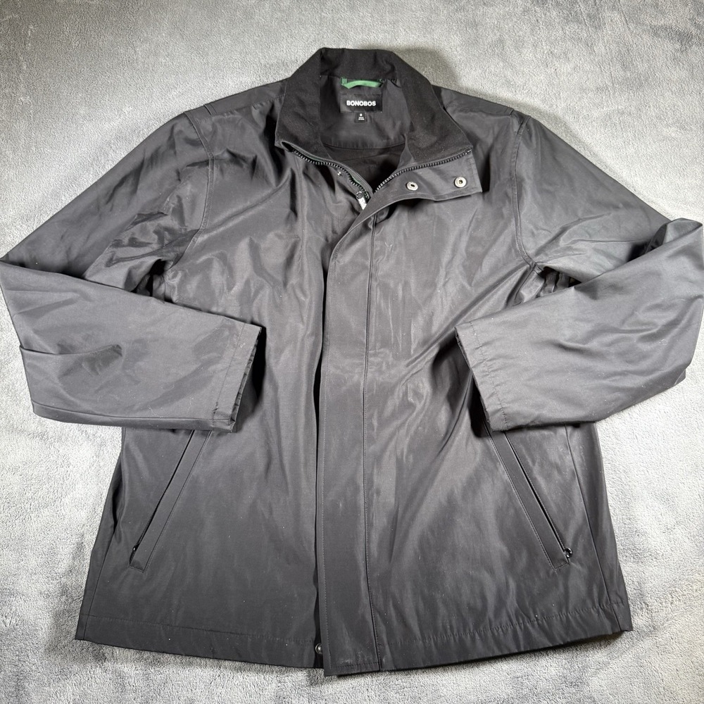Bonobos Men's M Black Cotton Nylon‎ Jacket Zip Front Water Resistant Coat